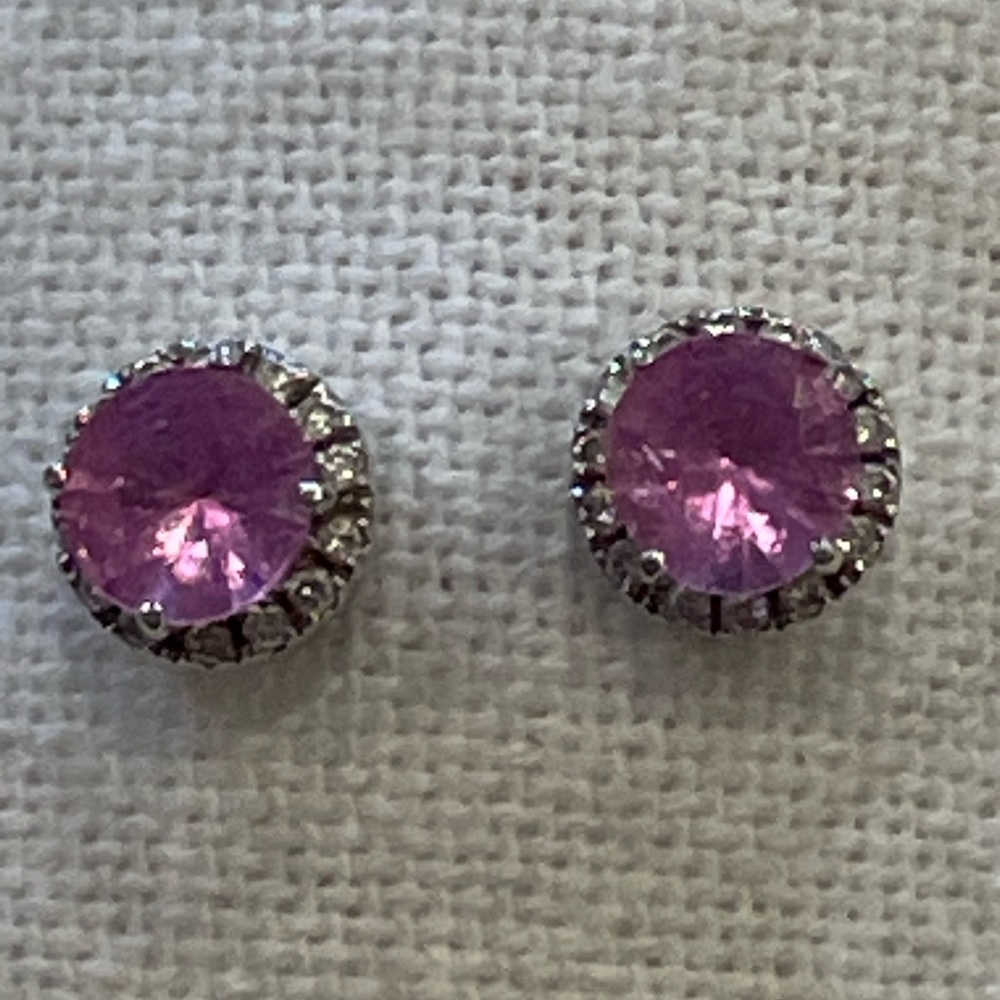 Elegant Pink Sapphire and Diamond Stud Earrings